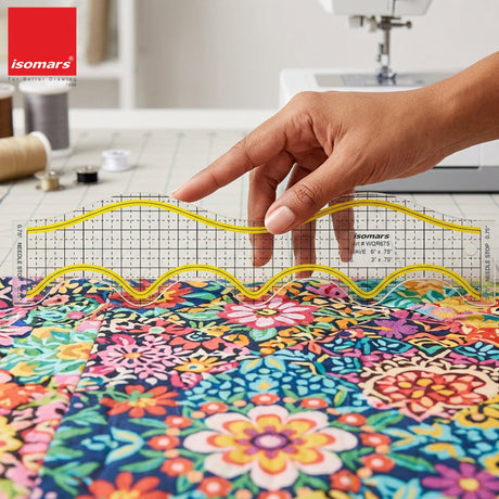 Isomars Wave Quilting Ruler 12.75 x 3 Inch Acrylic Sewing Template - Isomars