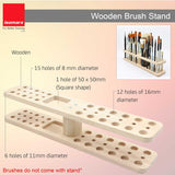 Isomars Wooden Brush Stand - Rectangular Brush Organiser for all kind of paint brushes handles (WITHOUT BRUSHES) - Isomars
