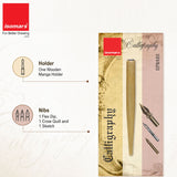 Isomars Wooden Calligraphy Pen Holder with English nib, mapping nib & flex nib for calligraphy, lettering, sketching and artistic writing - Isomars