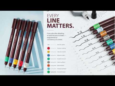 Isomars Technoart Fineliner Technical Drawing Pen 1.2mm with Black Waterproof Drawing Ink Set for Sketching, Drafting & Illustration