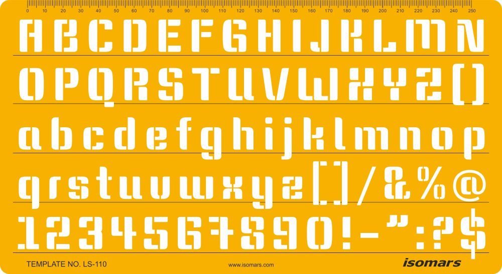 Professional Alphabet & Number Lettering Stencil for Precise Writing, Craft & Design Work. - Isomars