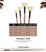 Saphire Fan Paint Brush Set of 4 | Professional Taklon Synthetic Long Handle Artist Brushes for Blending, Texture, Foliage & Cloud Effects | Acrylic, Watercolor, Oil, Gouache & Craft Painting - Isomars