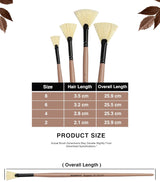 Saphire Fan Paint Brush Set of 4 | Professional Taklon Synthetic Long Handle Artist Brushes for Blending, Texture, Foliage & Cloud Effects | Acrylic, Watercolor, Oil, Gouache & Craft Painting - Isomars