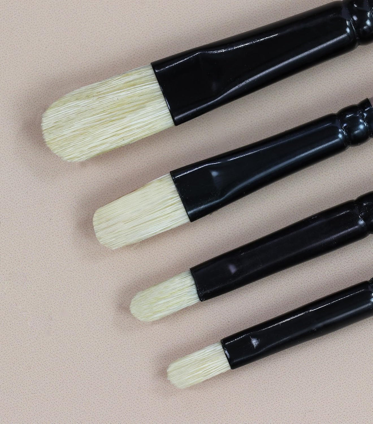 Saphire Filbert Paint Brush Set of 4 | Professional Hog Hair Long Handle Artist Brushes for Acrylic, Oil & Canvas Painting | Smooth Blending, Soft Edges & Controlled Strokes - Isomars