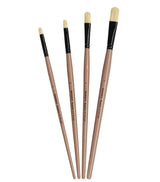 Saphire Filbert Paint Brush Set of 4 | Professional Hog Hair Long Handle Artist Brushes for Acrylic, Oil & Canvas Painting | Smooth Blending, Soft Edges & Controlled Strokes - Isomars