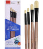 Saphire Filbert Paint Brush Set of 4 | Professional Hog Hair Long Handle Artist Brushes for Acrylic, Oil & Canvas Painting | Smooth Blending, Soft Edges & Controlled Strokes - Isomars