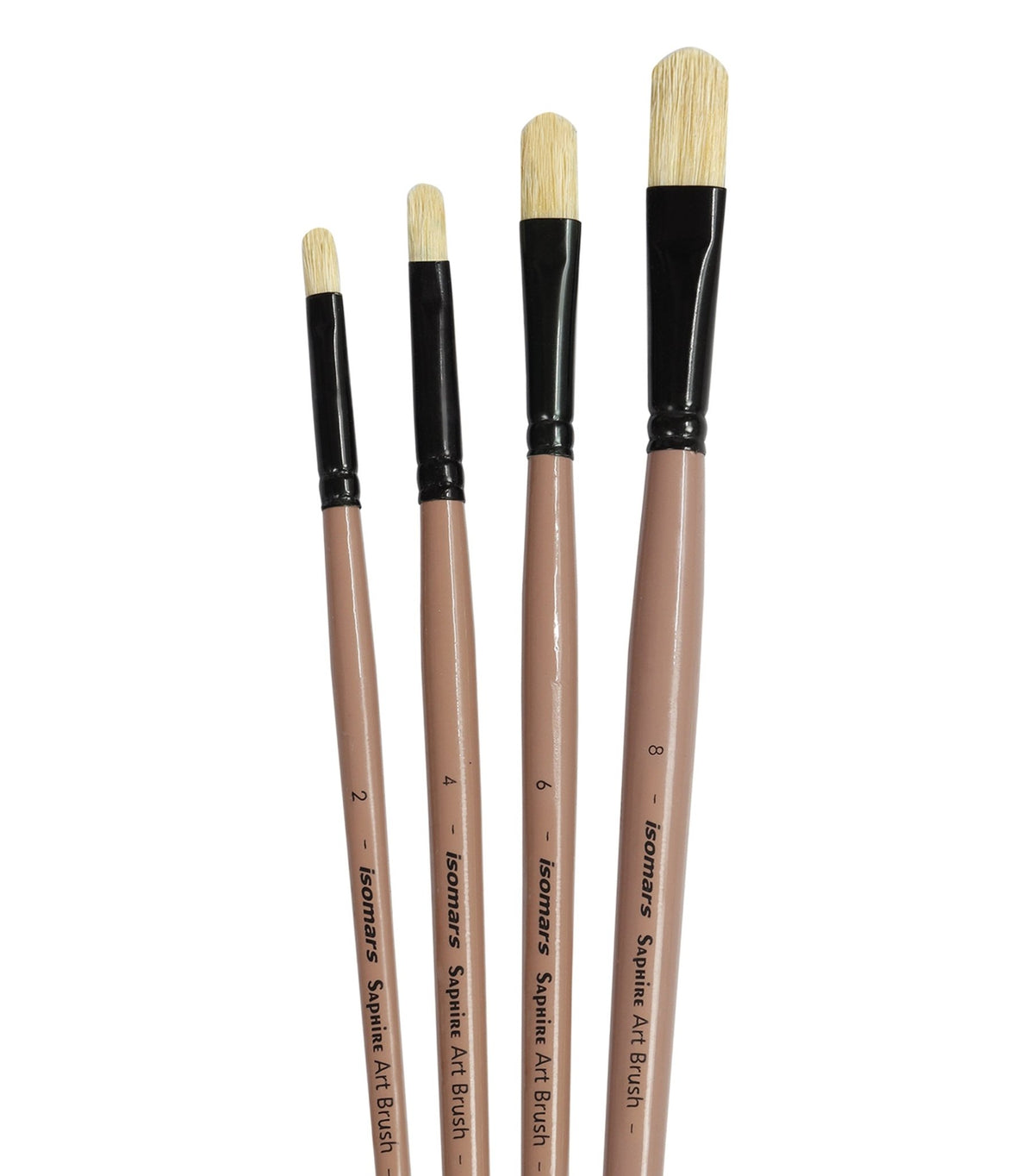 Saphire Filbert Paint Brush Set of 4 | Professional Hog Hair Long Handle Artist Brushes for Acrylic, Oil & Canvas Painting | Smooth Blending, Soft Edges & Controlled Strokes - Isomars