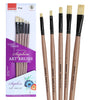 Saphire Flat Paint Brush Set of 5 | Professional Taklon Synthetic Long Handle Artist Brushes for Acrylic, Watercolor, Oil & Gouache Painting | Smooth Strokes, Broad Coverage & Easy Blending - Isomars