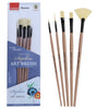 Saphire Master Paint Brush Set of 5 | Professional Hog Hair Long Handle Artist Brushes for Acrylic, Oil, Watercolor & Canvas Painting | Mixed Filbert, Fan, Flat, Round & Liner Brush Set - Isomars