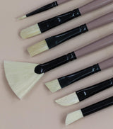 Saphire Painter’s Paint Brush Set of 7 | Professional Mixed Shape Hog Hair Artist Brushes for Acrylic & Oil Painting | Long Handle Canvas Brush Set (Filbert, Fan, Angular, Flat, Round, Deer Foot, Dagger) - Isomars