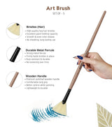 Saphire Painter’s Paint Brush Set of 7 | Professional Mixed Shape Hog Hair Artist Brushes for Acrylic & Oil Painting | Long Handle Canvas Brush Set (Filbert, Fan, Angular, Flat, Round, Deer Foot, Dagger) - Isomars