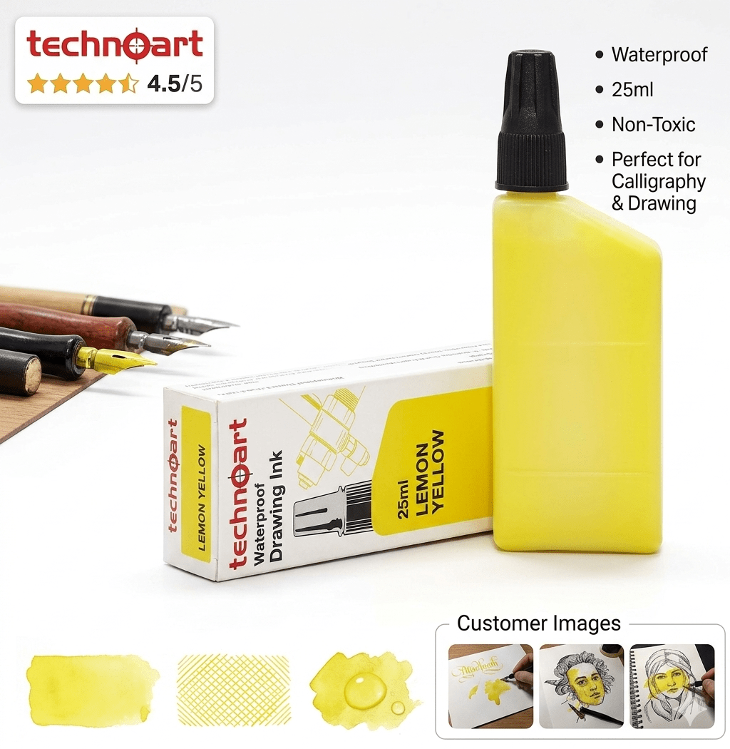 Technical Drawing Pen Ink 25ml | Waterproof High Opacity Ink for Rapidograph Pens, Drafting, Illustration & Calligraphy (Multi Colors) - Isomars