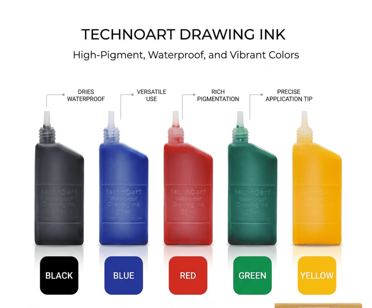 Technical Drawing Pen Ink Blue 25ml | Waterproof High Opacity Ink for Rapidograph Pens, Drafting, Illustration & Calligraphy - Isomars