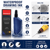 Technical Drawing Pen Ink Blue 25ml | Waterproof High Opacity Ink for Rapidograph Pens, Drafting, Illustration & Calligraphy - Isomars