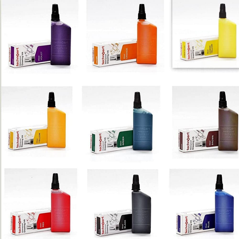 Technical Drawing Pen Ink Yellow 25ml | Waterproof High Opacity Ink for Rapidograph Pens, Drafting, Illustration & Calligraphy - Isomars