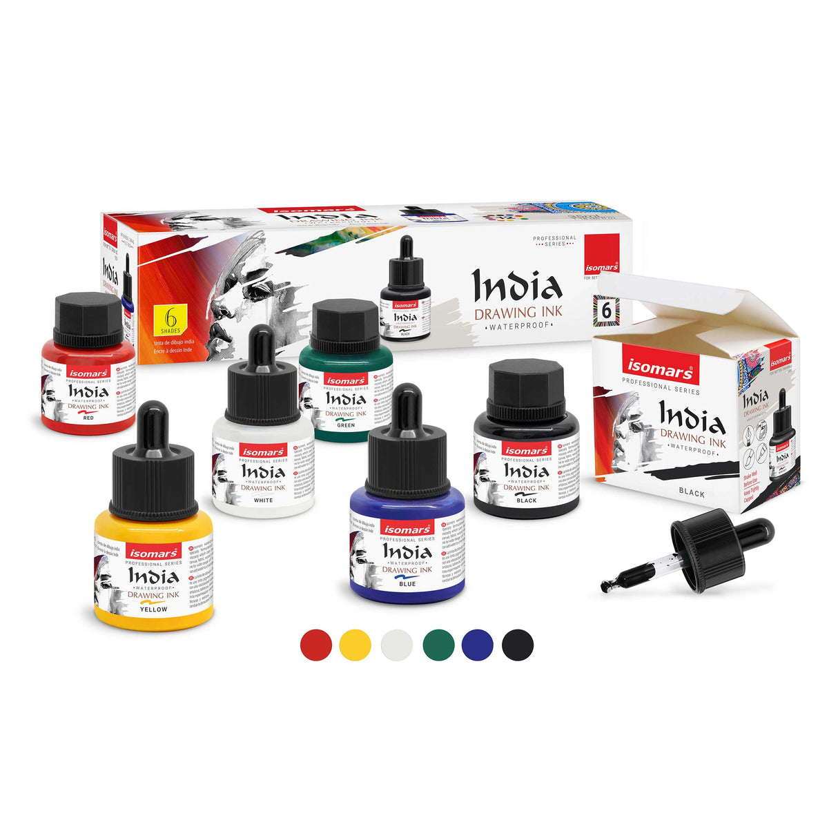 waterproof drawing ink set of 6