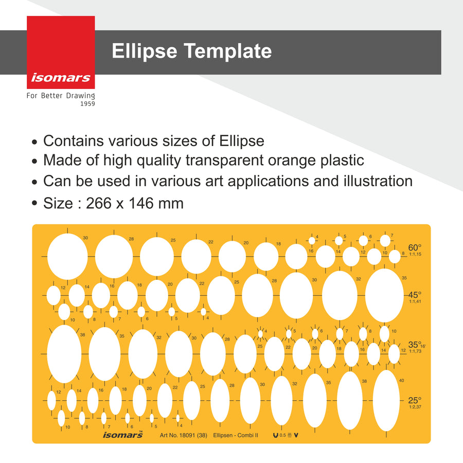 Assorted Sizes and Degrees Ellipses Template