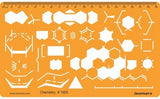 Isomars Organic Chemistry Drawing Template Stencil, Molecular Structure & Chemical Bond Diagram Tool with Benzene Rings, Hexagons, Reaction Symbols and cm/mm Ruler for Students, Chemistry Practicals & Scientific Drafting