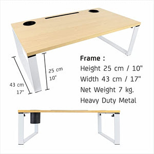 Isomars Bed Desk/Floor Desk Laptop Study Table for Work from Home, Online Classes, Card Games and Kid's Activities (Wooden - Extra Large)