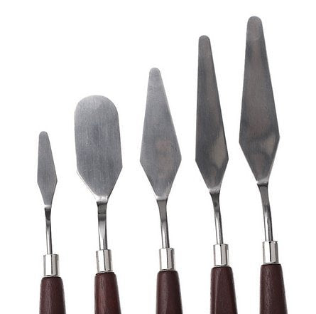 Round Paint Brush (Set of 7) with Painting Knives