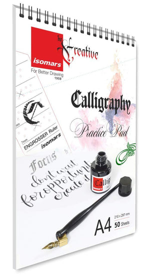 Calligraphy Practice Pad A4 with Calligraphy Engroser Stencil