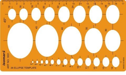 Metric 45 Degrees Ellipse Drawing Template