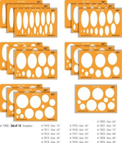 Isomars Oval Shapes Template Set – 16-Piece Drawing, Drafting & Designing Stencils for Art, Technical Sketching & Craft Projects