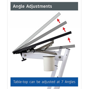 Isomars Multipurpose Laptop Table Study Desk Drawing Table, Caster Lockable Wheels, Adjustable Height and Angle for Work from Home, Office, Bedroom