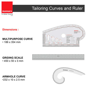 Multipurpose Curve, Gridding Scale & Armhole Curve with Marking Combo (Clear)