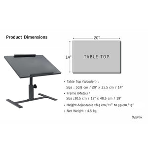 ISOMARS Multipurpose Laptop Table Study Desk & Height Adjustable Bed Table for Work from Home & Online Classes (Black)