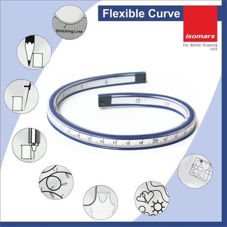 Adjustable Set Square(10") + Triangular Scale + Flexible Curve Combo - Isomars