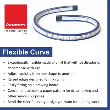 Adjustable Set Square(10") + Triangular Scale + Flexible Curve Combo - Isomars