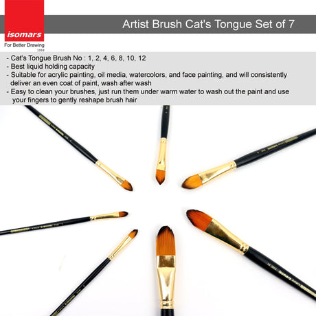 Artist Brush Cat's Tongue (Set of 7) - Isomars