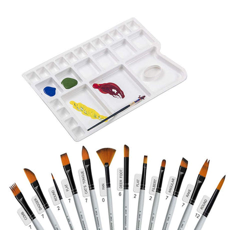 Color Mixing Palette with Paint Brush (Set of 12) - Isomars