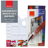 Colour Mixing Palette & Flat and Round Brushes (Set of 7) - Isomars