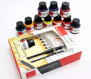 Calligraphy Pen Set: Flex Nib, Dip Nibs, Holders, and Calligraphy Ink (Set of 10)