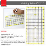 Garment Patchwork Quilting Ruler (6" x 12") - Isomars