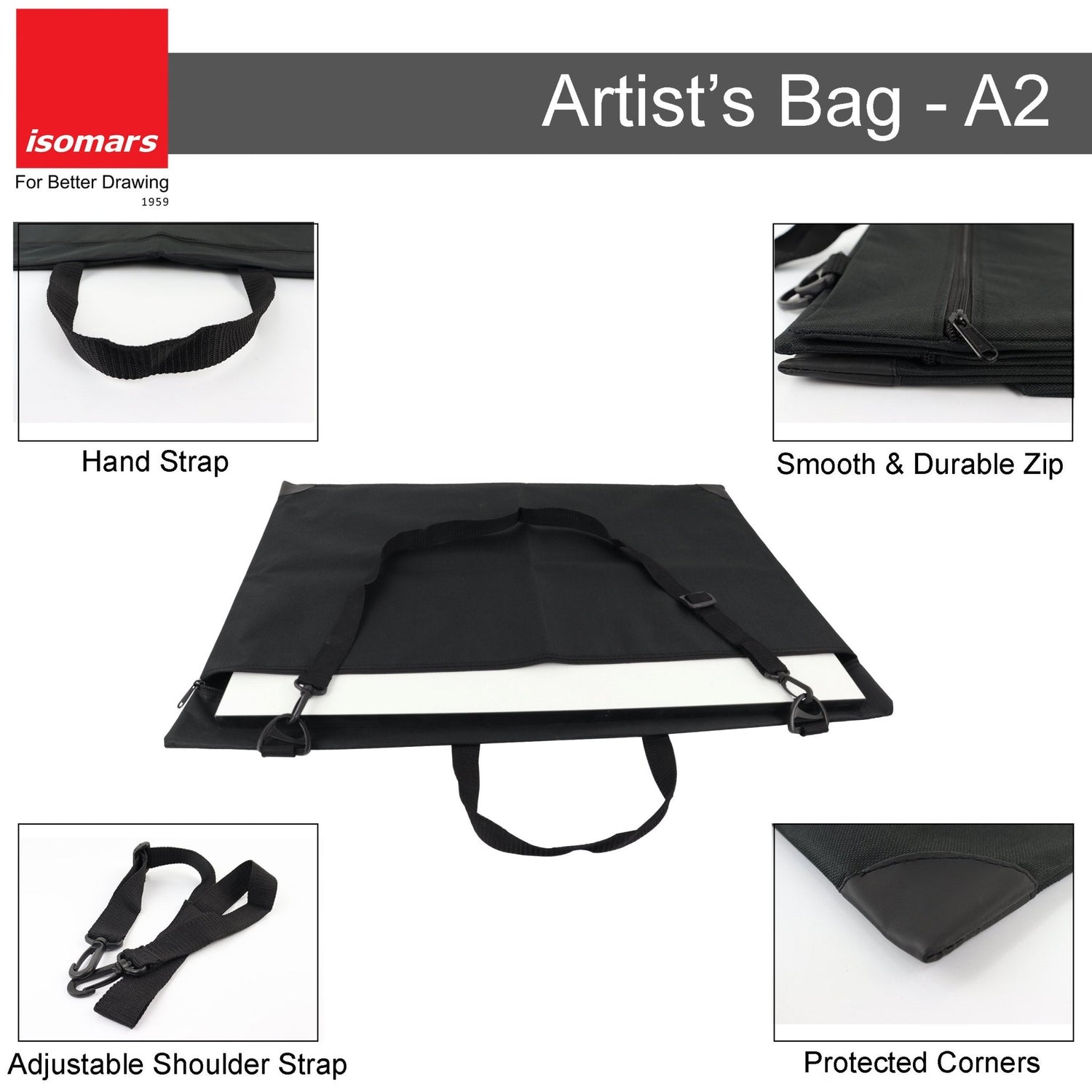 Isomars Artist's Bag A2 - Multipurpose Bag for Carrying Tools , Instruments, Sheets, Canvas And Boards - Isomars