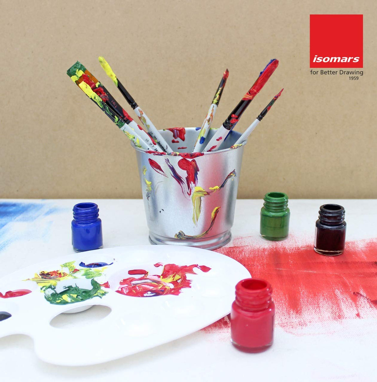 Isomars Brush Roll Up Case with Set of 7 Round Brushes for Painting - Isomars