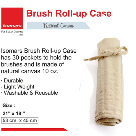 Isomars Brush Roll Up Case with Set of 7 Round Brushes for Painting - Isomars
