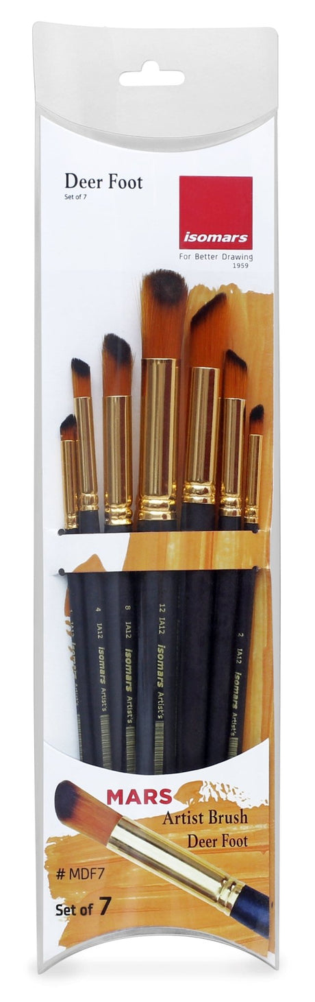 Isomars Deer Foot Paint Brush Set – Set of 7 Artist Brushes for Acrylic, Watercolor, Oil & Texture Effects – Ideal for Fur, Foliage, Stippling & Dry Brush Techniques - Isomars