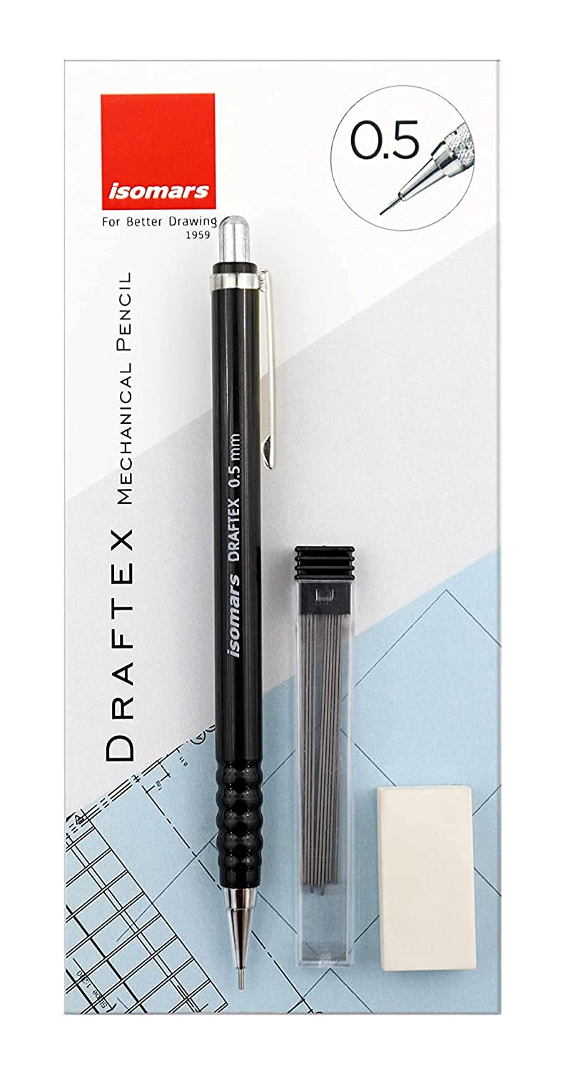 Isomars Engineering Kit Set of 4 with Mechanical Pencil 0.5mm, 10 Leads & Eraser - Isomars