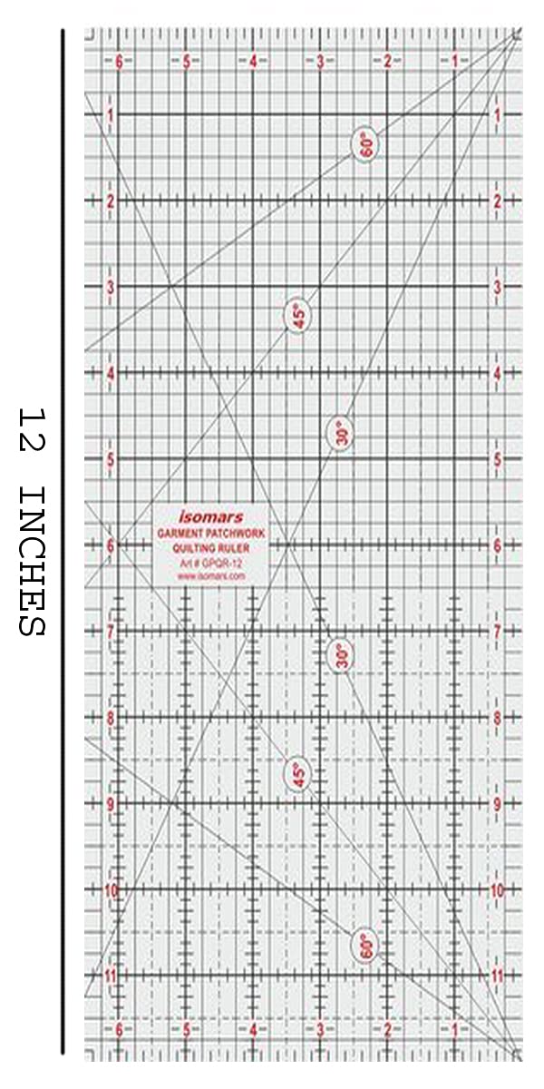 Isomars Garment Patchwork Quilting Ruler (12 Inch) - Isomars