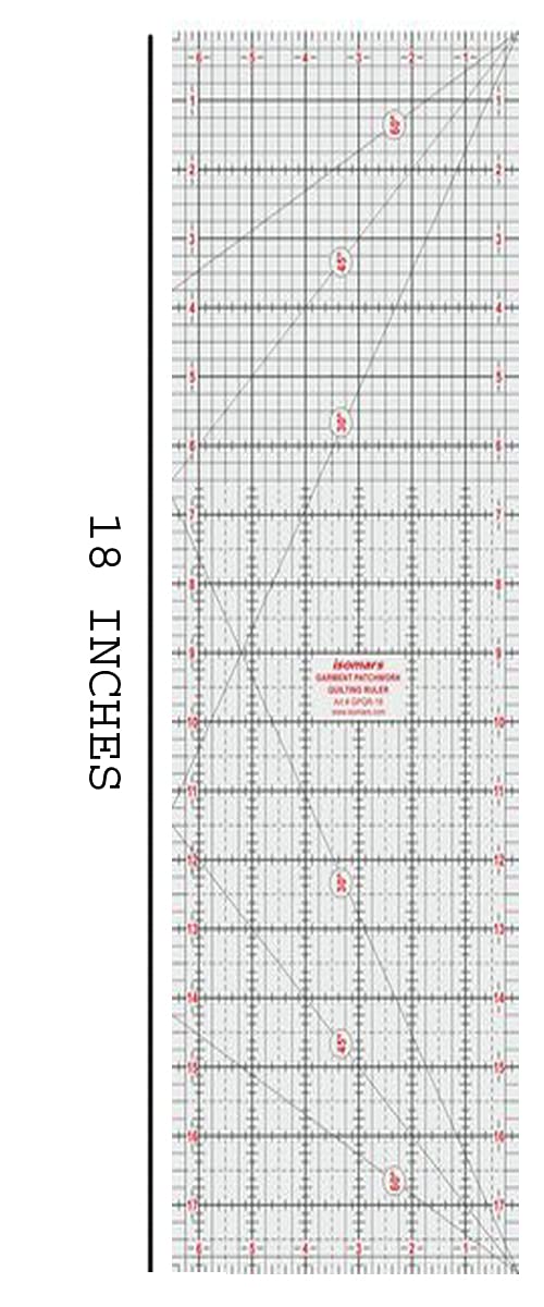 Isomars Garment Patchwork Quilting Ruler - 18" - Isomars