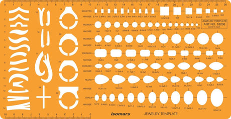 Isomars Jewellery Design Template Stencil | Gemstone Shape Drawing Template with Round, Oval, Pear, Emerald, Marquise & Baguette Shapes | Jewelry Designing Tool for Designers, Students & Professionals - Isomars