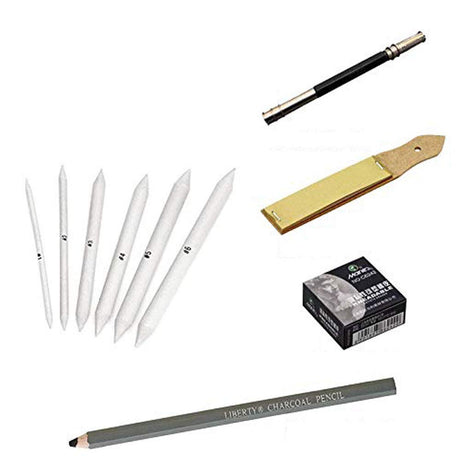 Isomars Paper Stumps for Blending with Pencil Extender,Charkoal Pencil, Kneadable Art Eraser & Sand Paper - Isomars