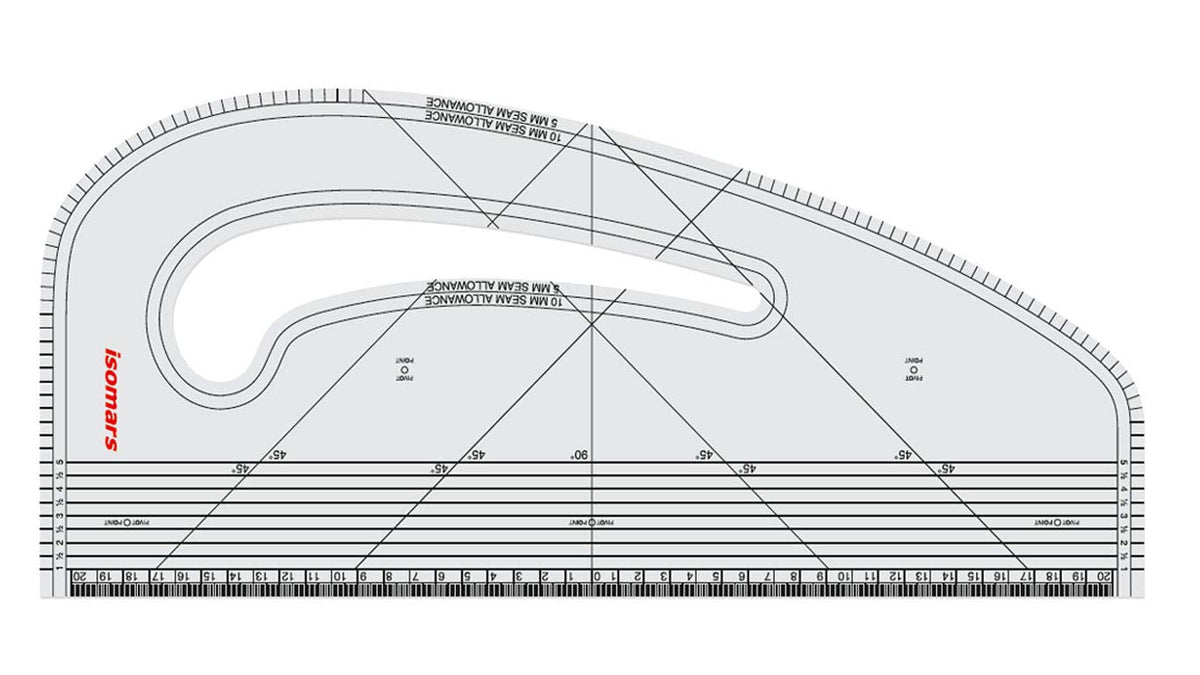 Isomars Pattern Master Curve for Neck Lines, Sleeve and Trouser Crotches Tailoring Pattern Maker - Isomars