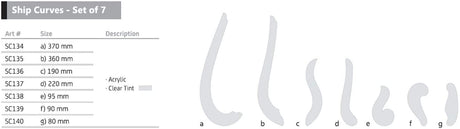 Isomars Set of 7 French Ship Curves Curve Drawing Drafting Template Stencil - Isomars