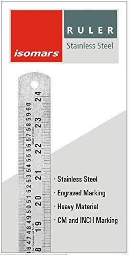 Isomars Steel Scale Set of 2 – 12 Inch & 24 Inch Stainless Steel Rulers | Heavy Duty Measuring Scale for Drafting, Drawing, Engineering & Office Use - Isomars