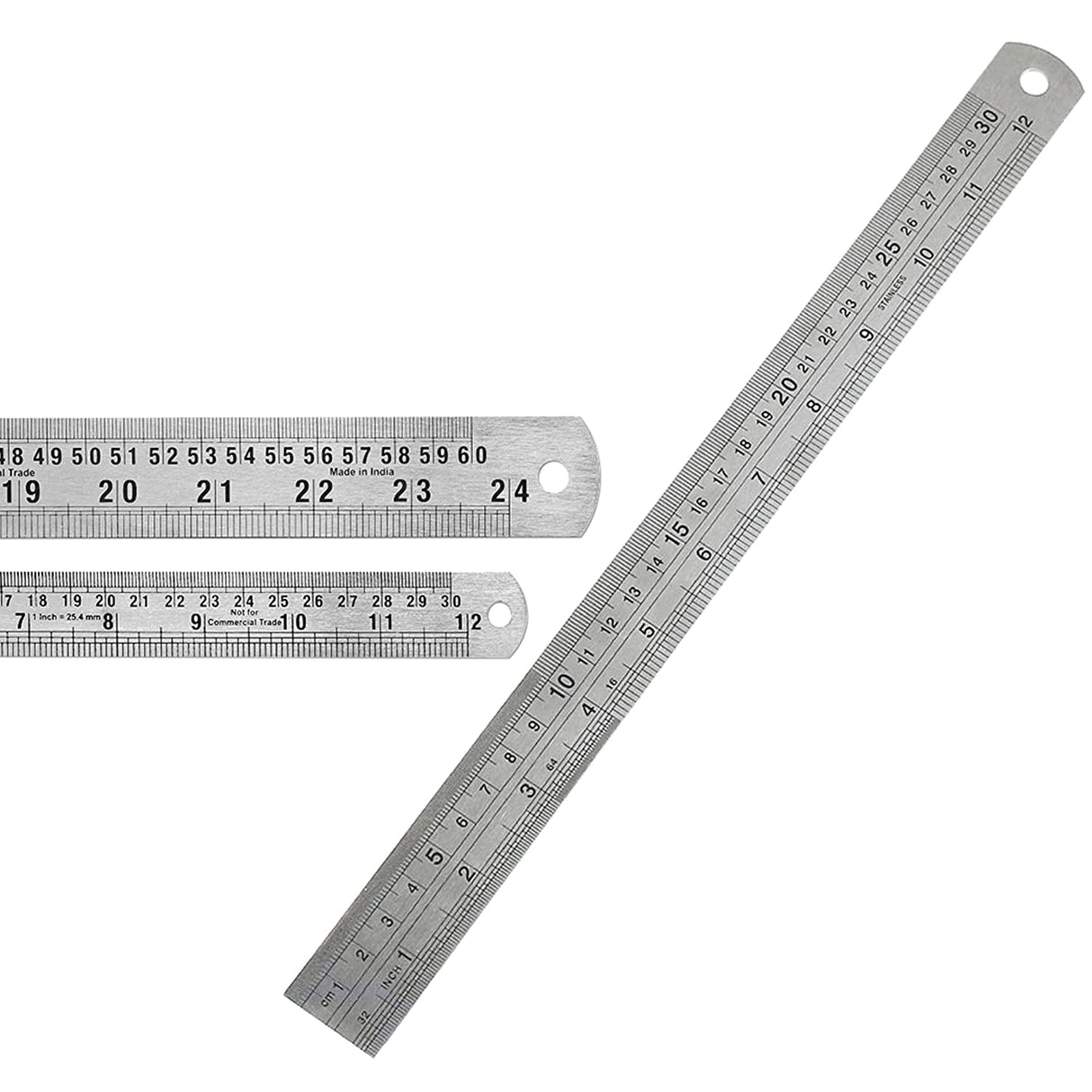 Isomars Steel Scale Set of 2 – 12 Inch & 24 Inch Stainless Steel Rulers | Heavy Duty Measuring Scale for Drafting, Drawing, Engineering & Office Use - Isomars